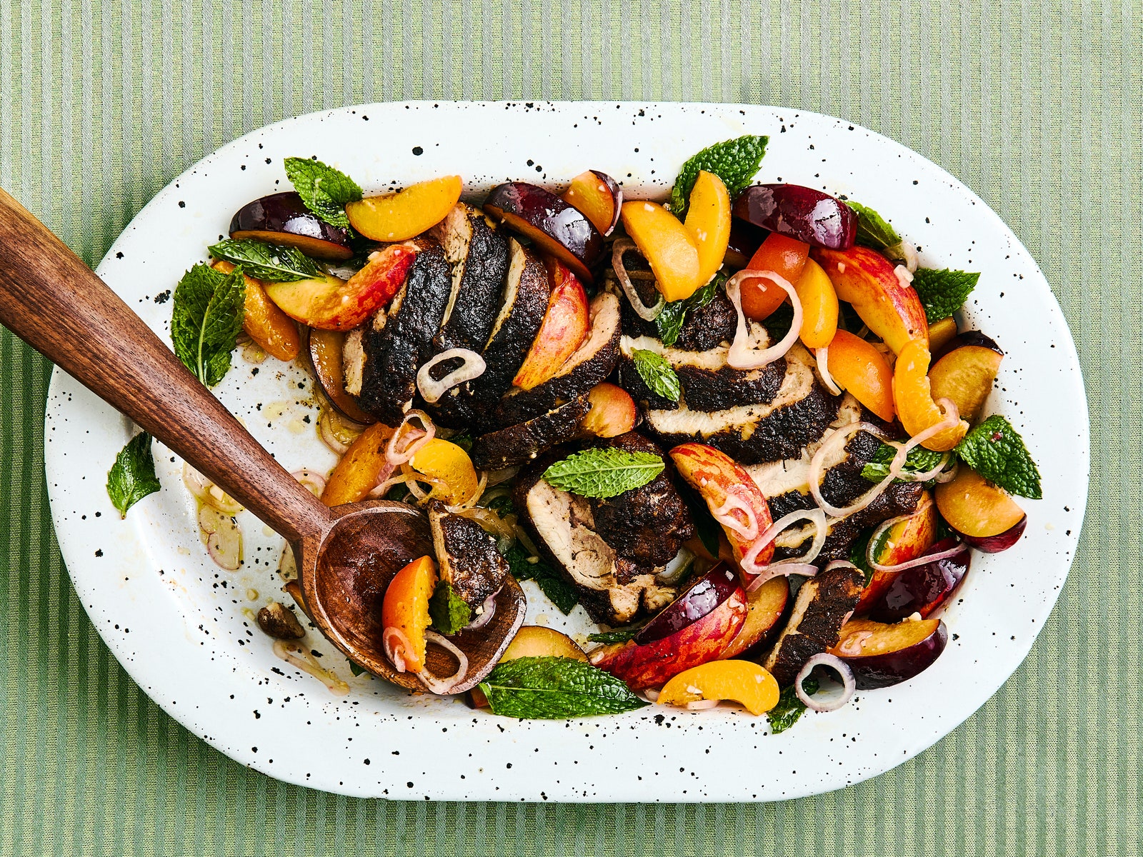 Cocoa-Blackened Chicken Thighs With Stone Fruit